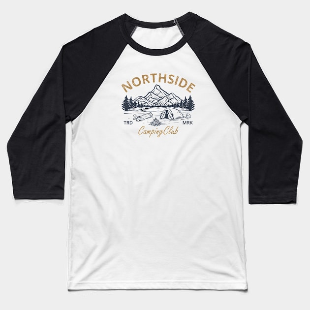 Northside - Camping Club Baseball T-Shirt by Fledermaus Studio